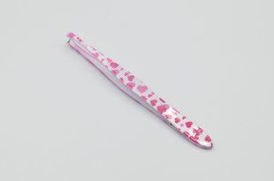 Пінцет для брів Beauty LUXURY P-23 скошений білий із серцями P-23 фото